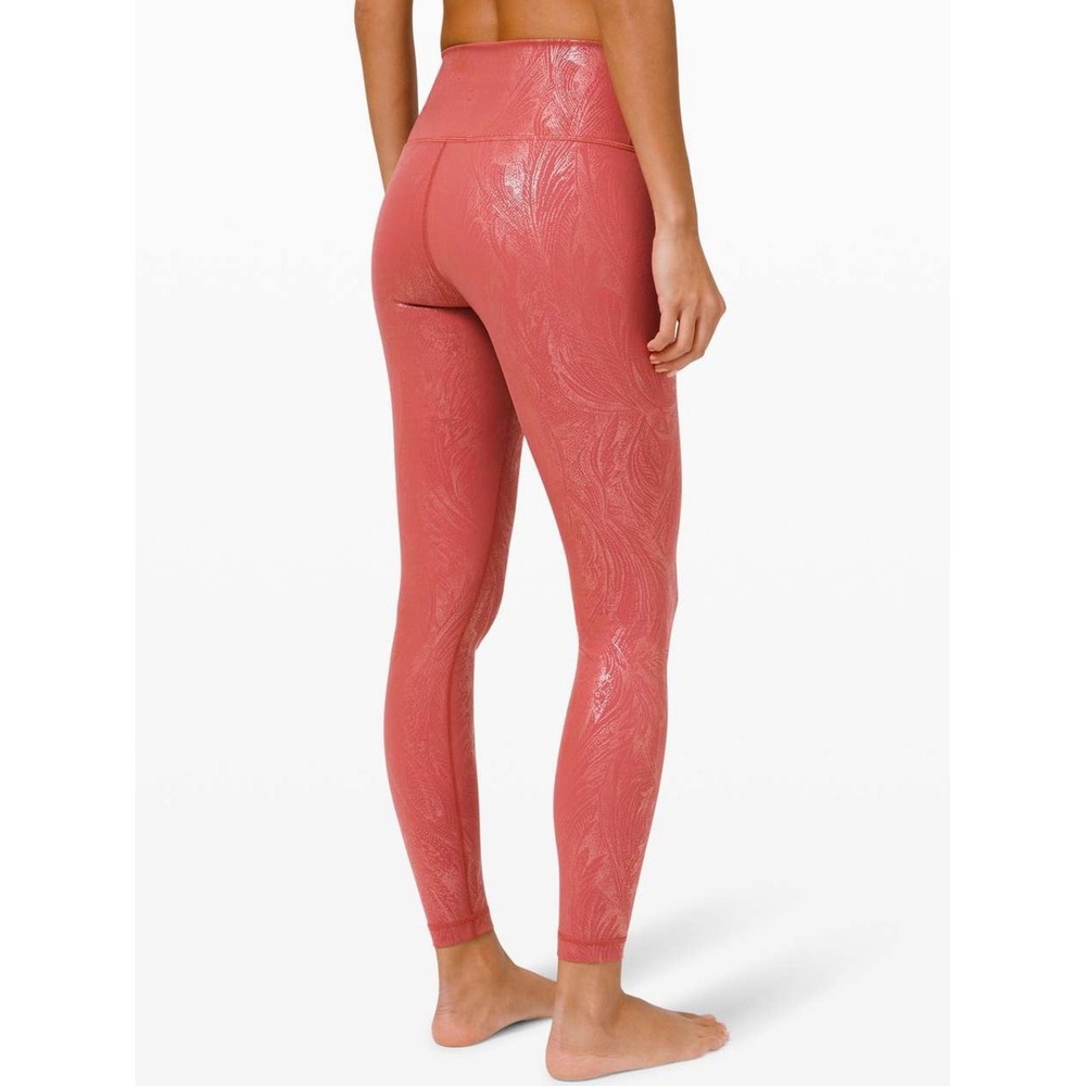 Lululemon Wunder Under High-Rise Shine Cranberry Pink Foil Leggings - Women's 6
